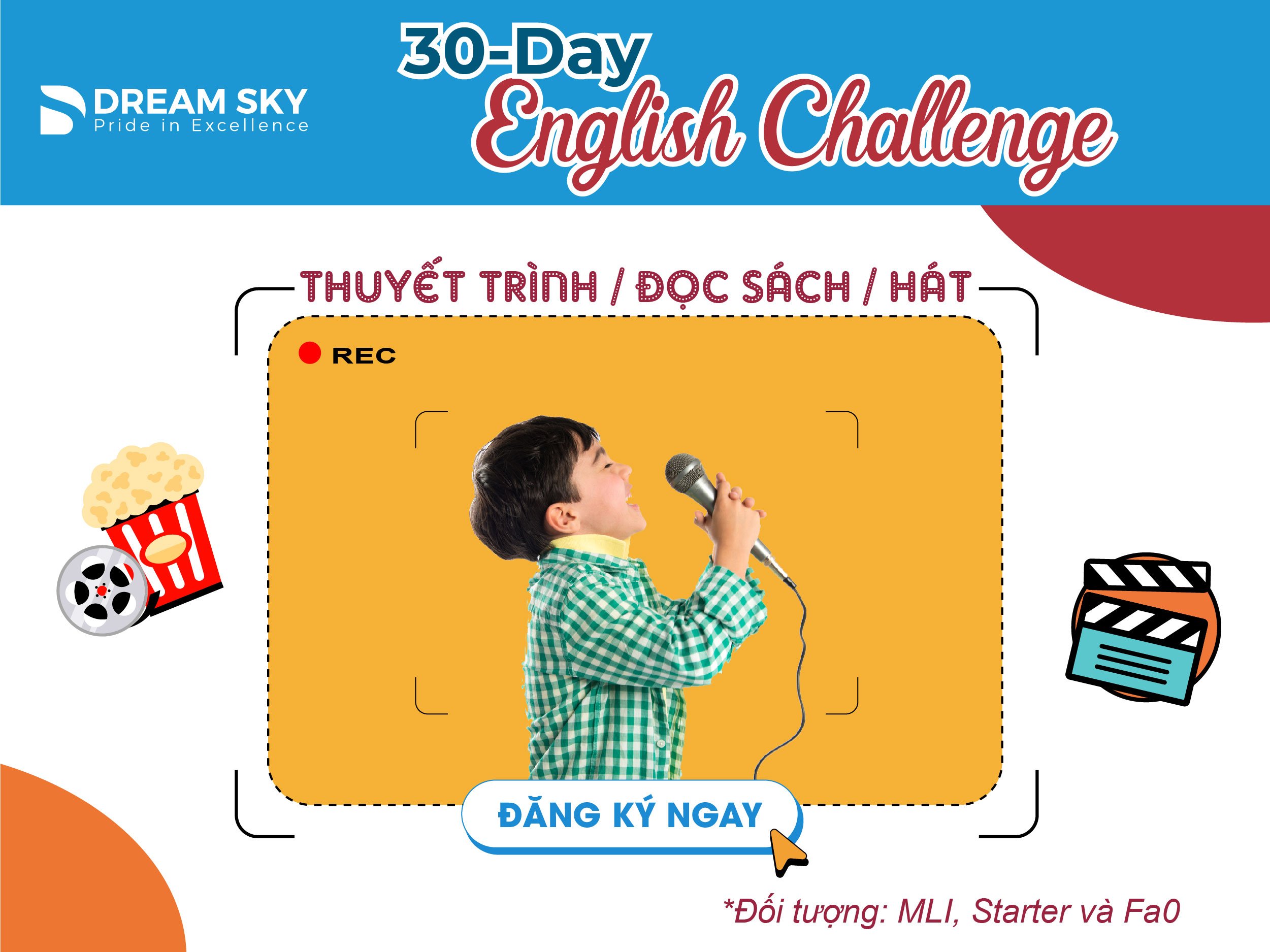 THÔNG BÁO: TỔ CHỨC CUỘC THI 30 NGÀY THỬ THÁCH TIẾNG ANH dành cho học sinh MLI, Starters và Fa0