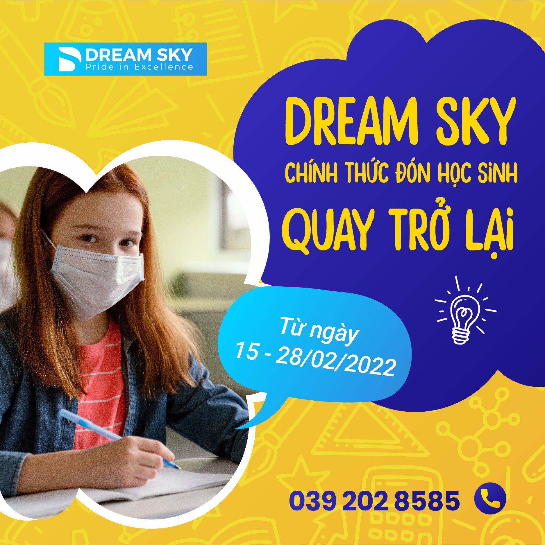 CHÍNH THỨC: TOÀN BỘ TRUNG TÂM DREAM SKY MỞ CỬA CHÀO ĐÓN HỌC SINH VÀ PHỤ HUYNH!