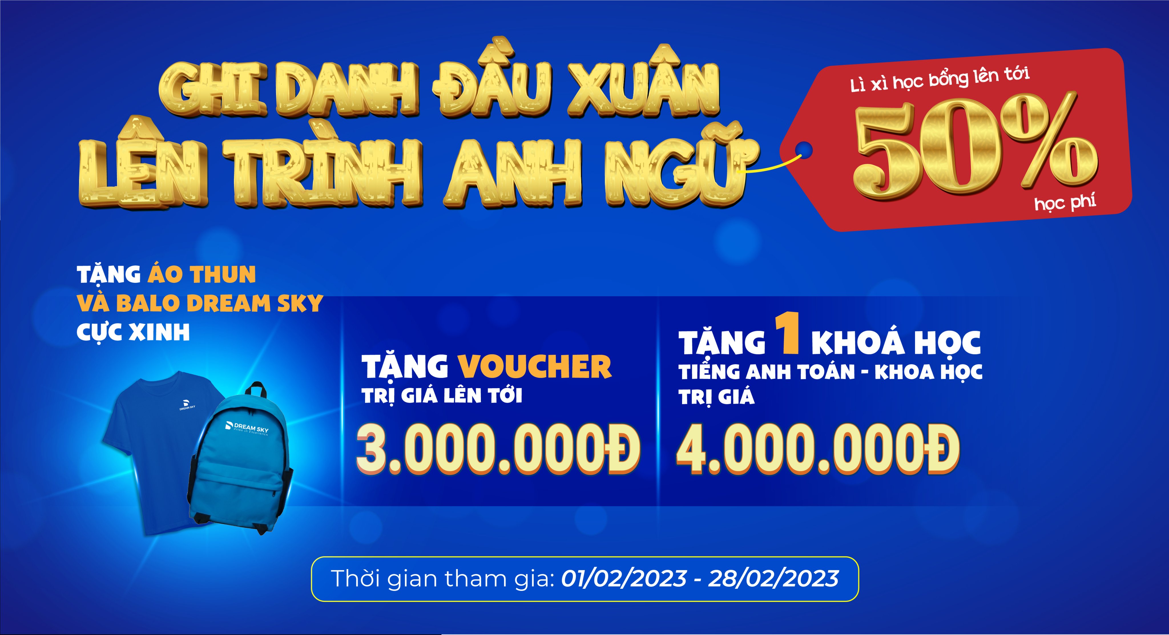 GHI DANH ĐẦU XUÂN, LÊN TRÌNH ANH NGỮ, lì xì con món quà học bổng lên tới 50% học phí 