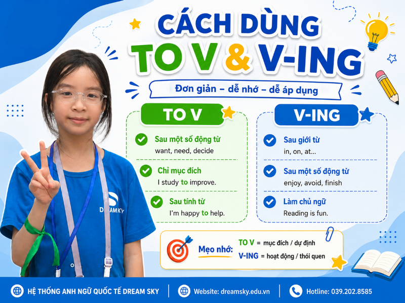 Phân biệt cách dùng To V và V-ing