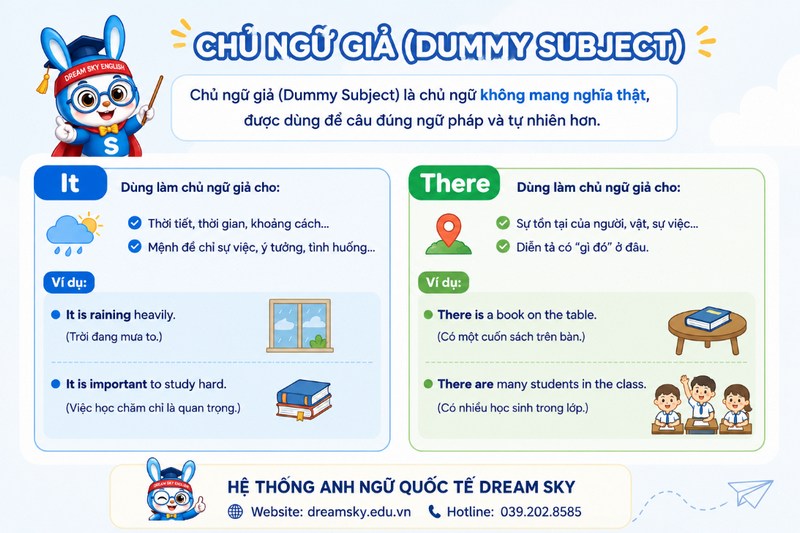 Chủ ngữ giả trong tiếng Anh là gì? Cách dùng “IT” và “THERE” chuẩn nhất
