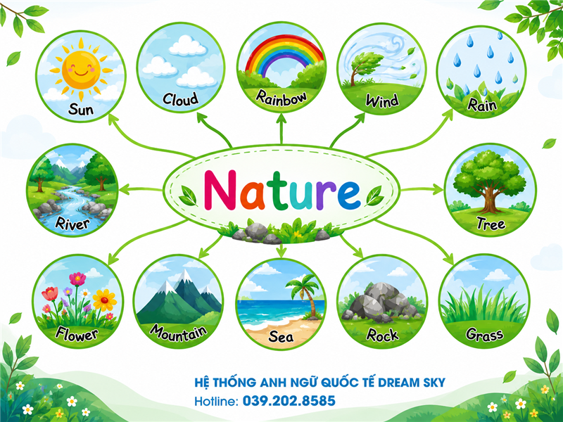 Mind Map Nature – Học từ vựng tiếng Anh chủ đề thiên nhiên dễ nhớ