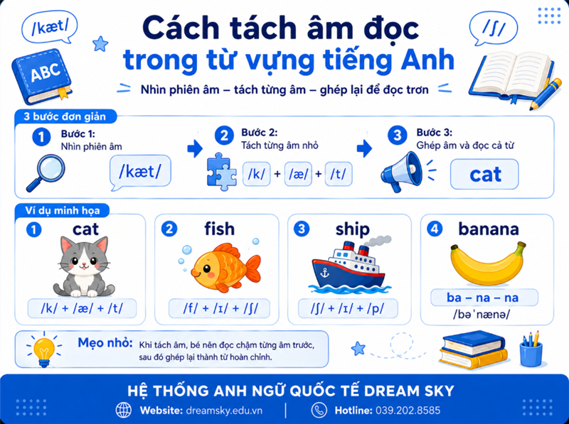 Cách tách âm đọc trong từ vựng tiếng Anh 