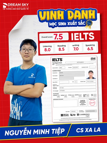 VINH DANH HỌC SINH XUẤT SẮC – CHINH PHỤC IELTS 7.5!