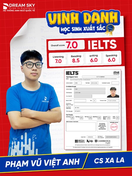 VINH DANH HỌC VIÊN PHẠM VŨ VIỆT ANH | IELTS 7.0