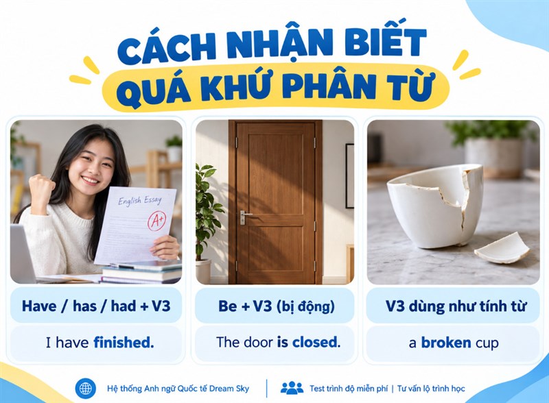 Quá khứ phân từ là gì? Cách dùng V3 trong tiếng Anh và cách nhận biết 