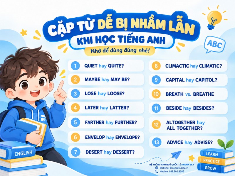13 cặp từ dễ bị nhầm lẫn khi học tiếng Anh