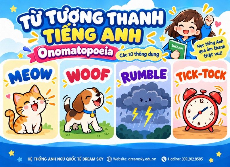 Từ tượng thanh tiếng Anh là gì? Các từ thông dụng