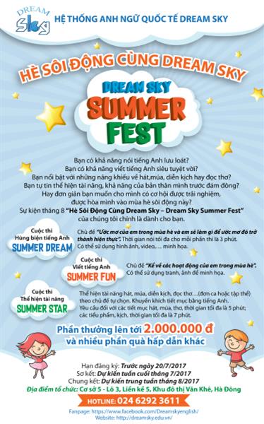 Thông báo sự kiện tháng 8 "Hè sôi động cùng Dream SKy 8211 Dream Sky Summer Fest"